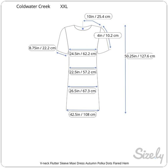 Coldwater Creek Womens XXL Autumn Polka Dot V-Neck Flutter Sleeve Maxi Dress - Picture 7 of 7